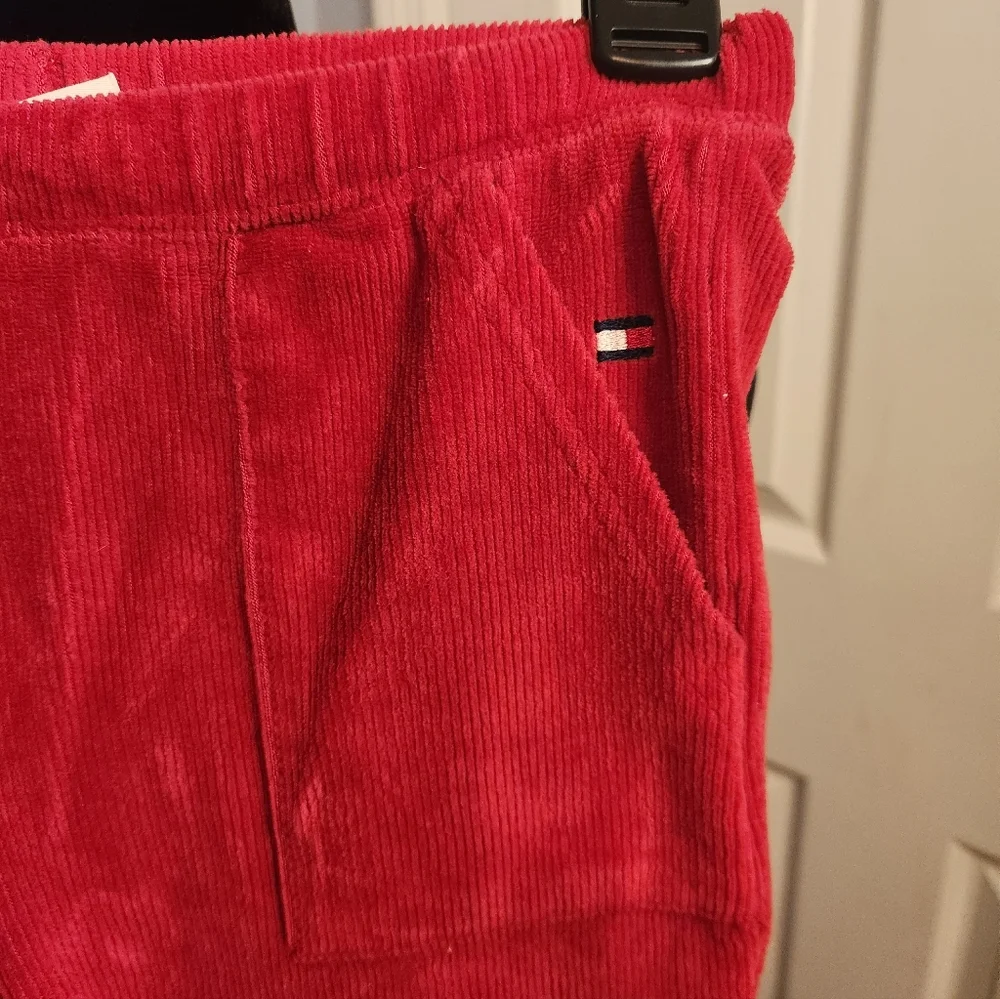Tommy Hilfiger Size Medium Youth Red Corduroy Velour/Velvet Pants Cherry Red